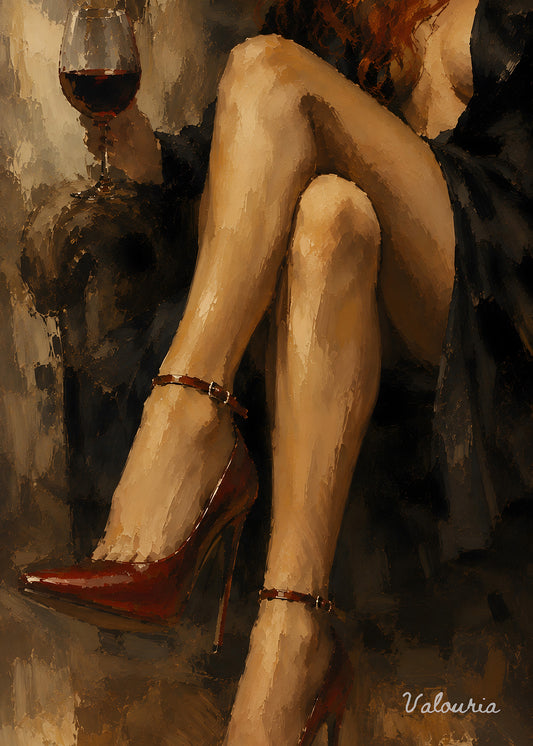 This One with the red heels and wine | Digital Download